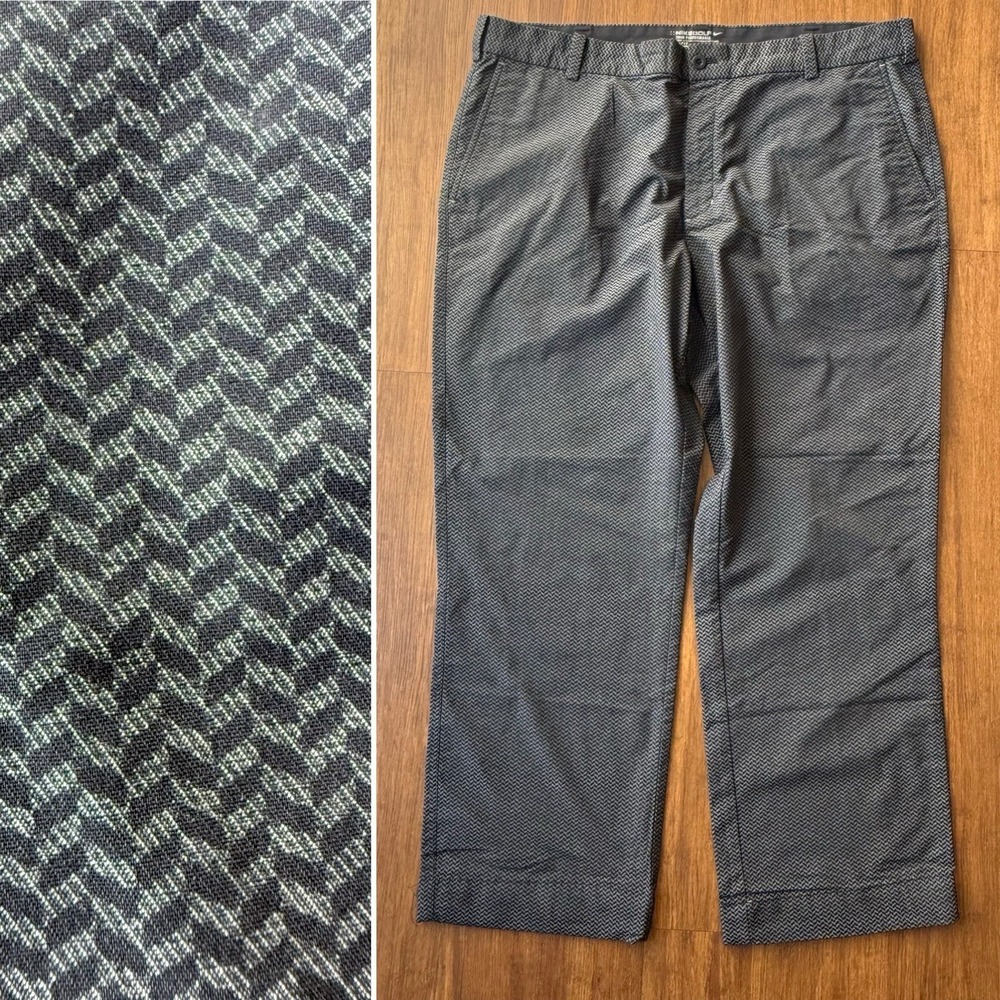 Nike Golf Tour Performance Dri-Fit Pants Mens 38 x 27.5 Herringbone Gray Grey